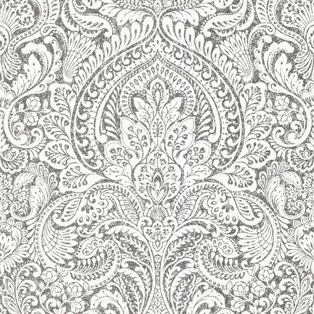 A-Street Prints Artemis Platinum Floral Damask Wallpaper
