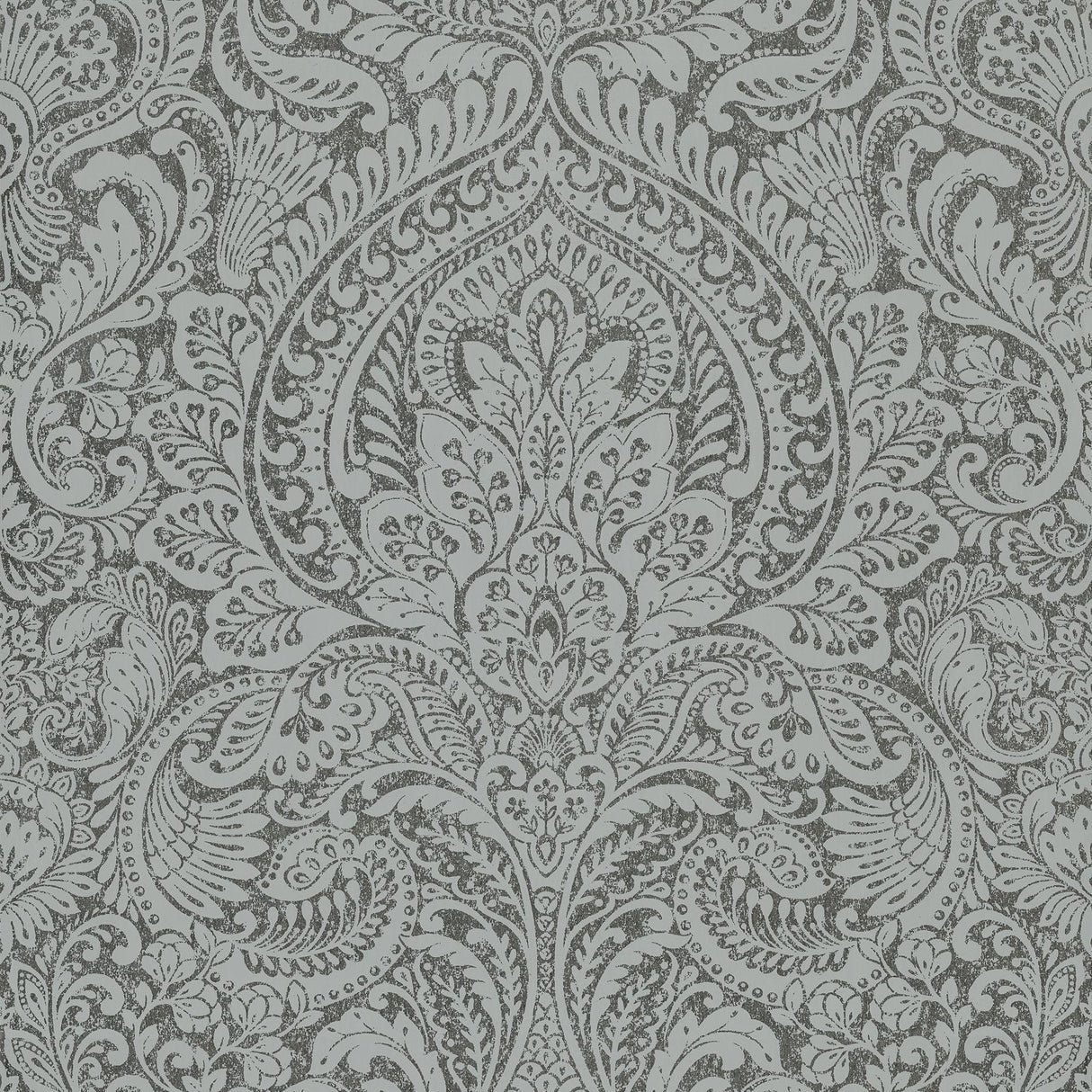 A-Street Prints Artemis Pewter Floral Damask Wallpaper