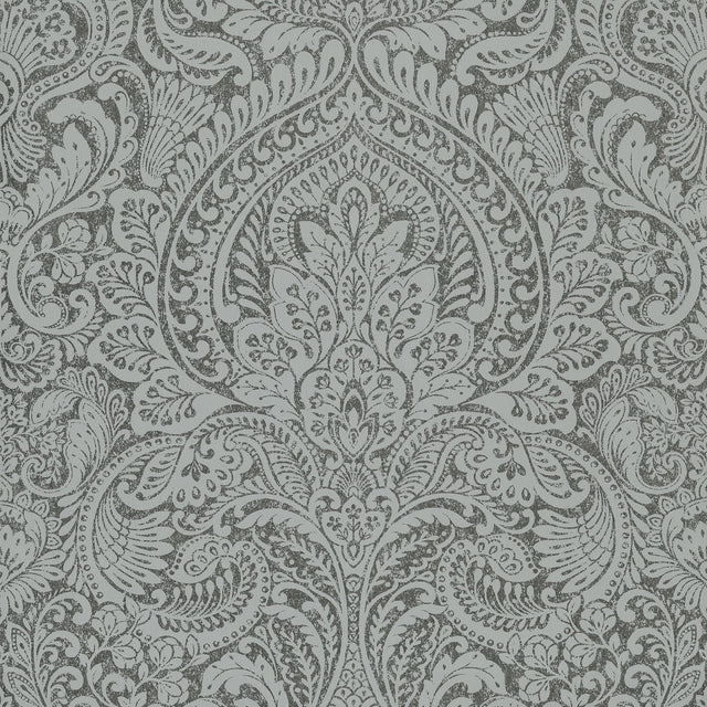 A-Street Prints Artemis Pewter Floral Damask Wallpaper
