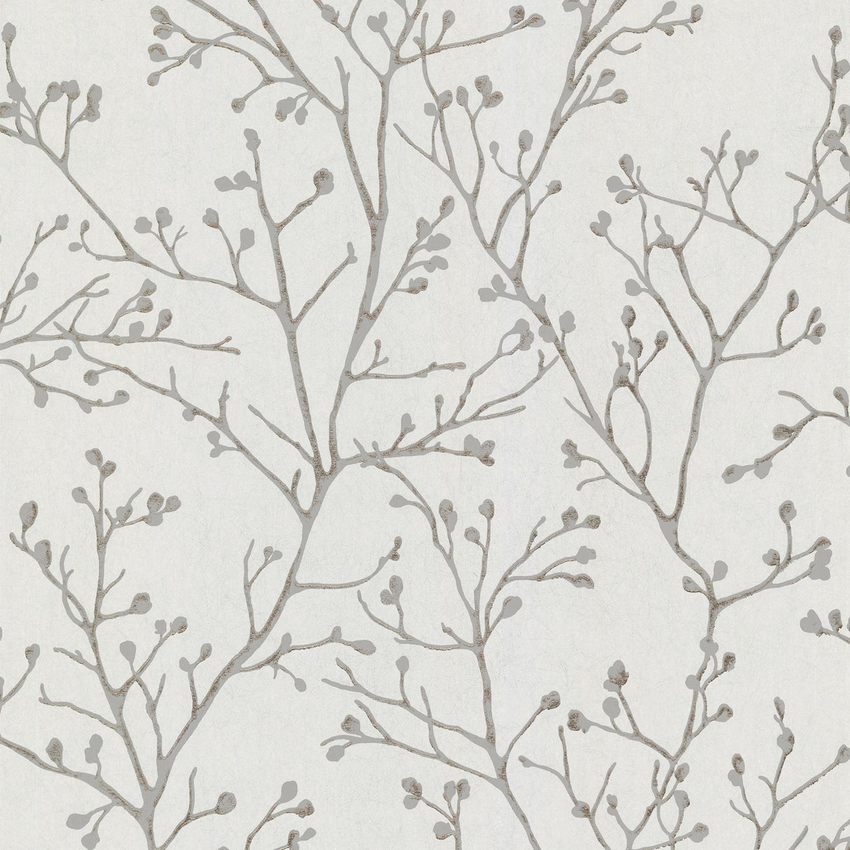 A-Street Prints Koura Silver Budding Branches Wallpaper