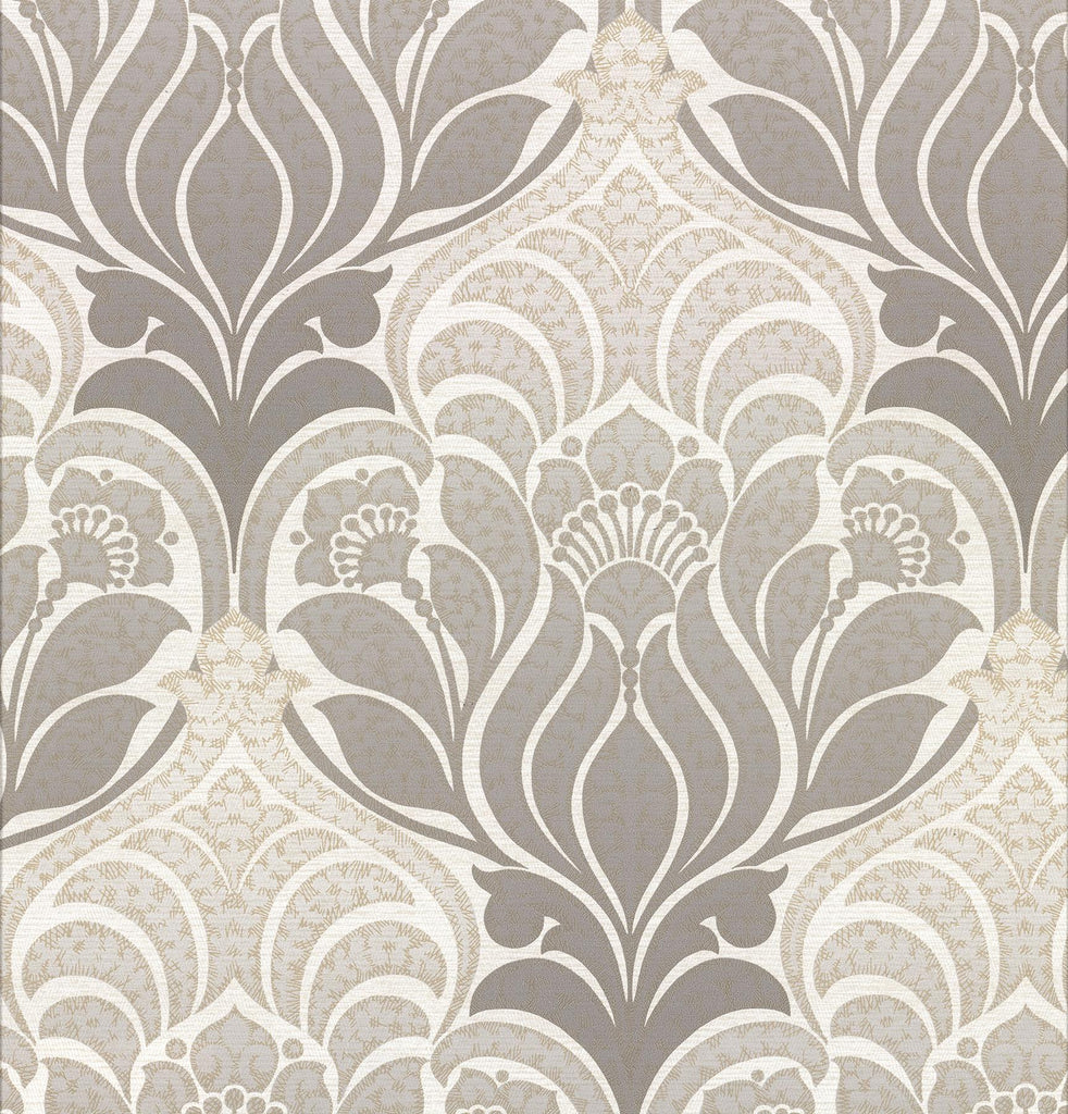 Brewster Home Fashions Twill Charcoal Damask Wallpaper