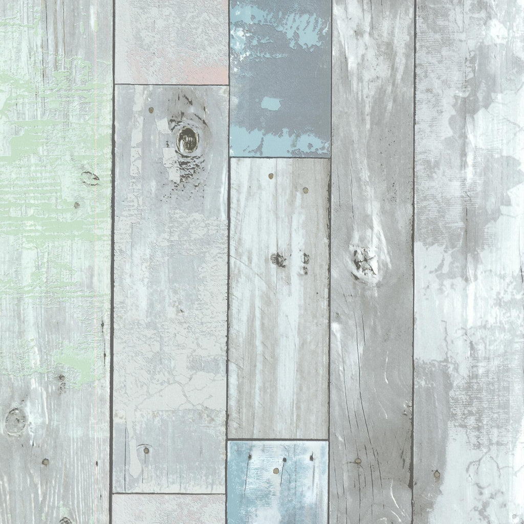 Brewster Home Fashions Dean Blue Distressed Wood Panel Wallpaper
