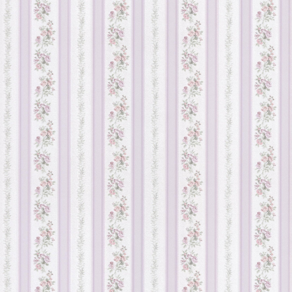 Brewster Home Fashions Merle Lavender Floral Stripe Wallpaper