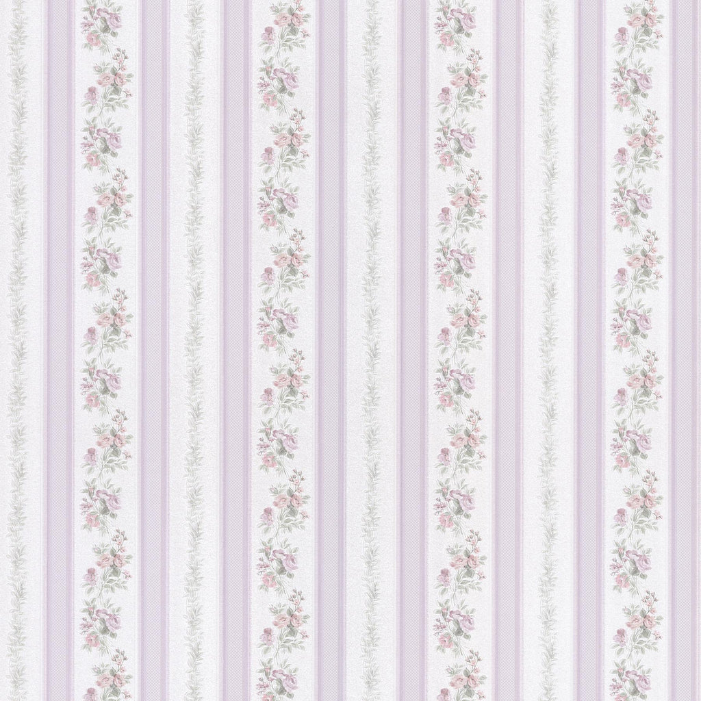 Brewster Home Fashions Merle Floral Stripe Lavender Wallpaper