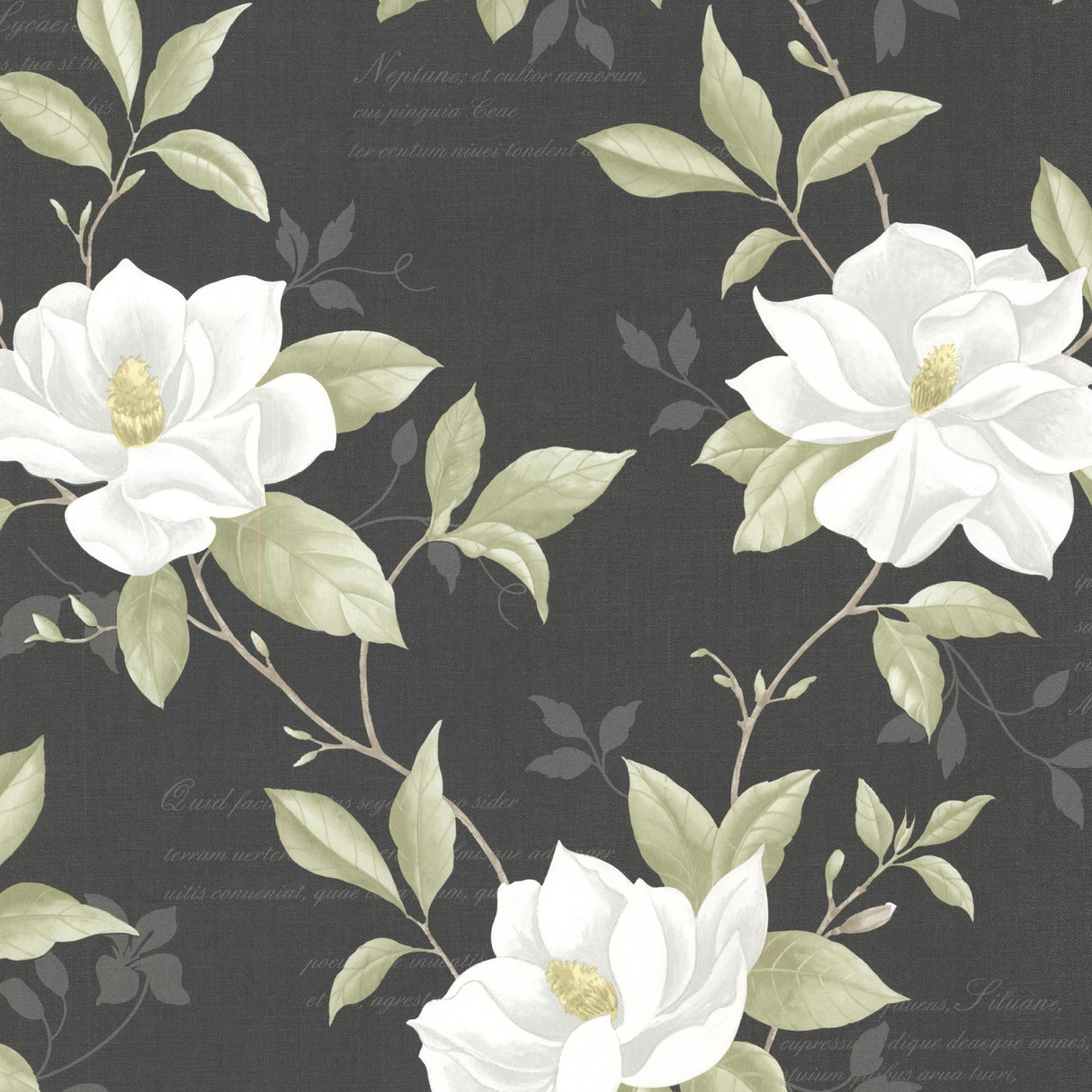 Brewster Home Fashions Cressida Magnolia Trail Black Wallpaper