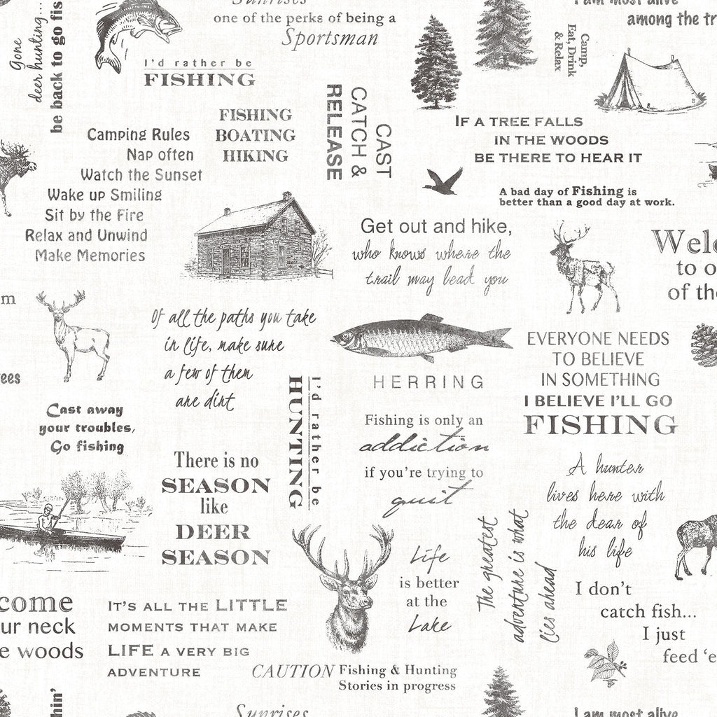 Brewster Home Fashions North Hills Black Camping Quotes Wallpaper