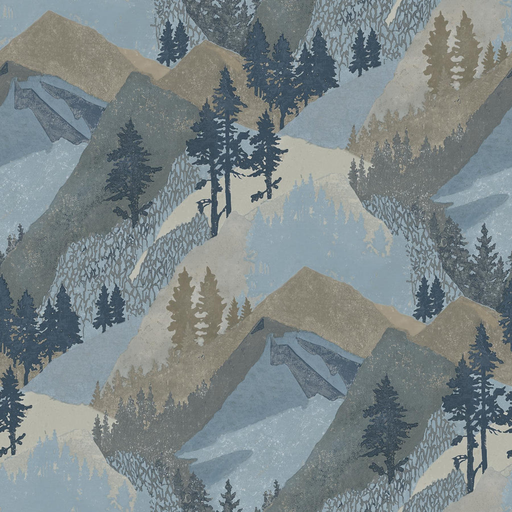 Brewster Home Fashions Range Mountains Blue Wallpaper