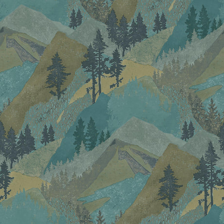 Brewster Home Fashions Range Mountains Green Wallpaper