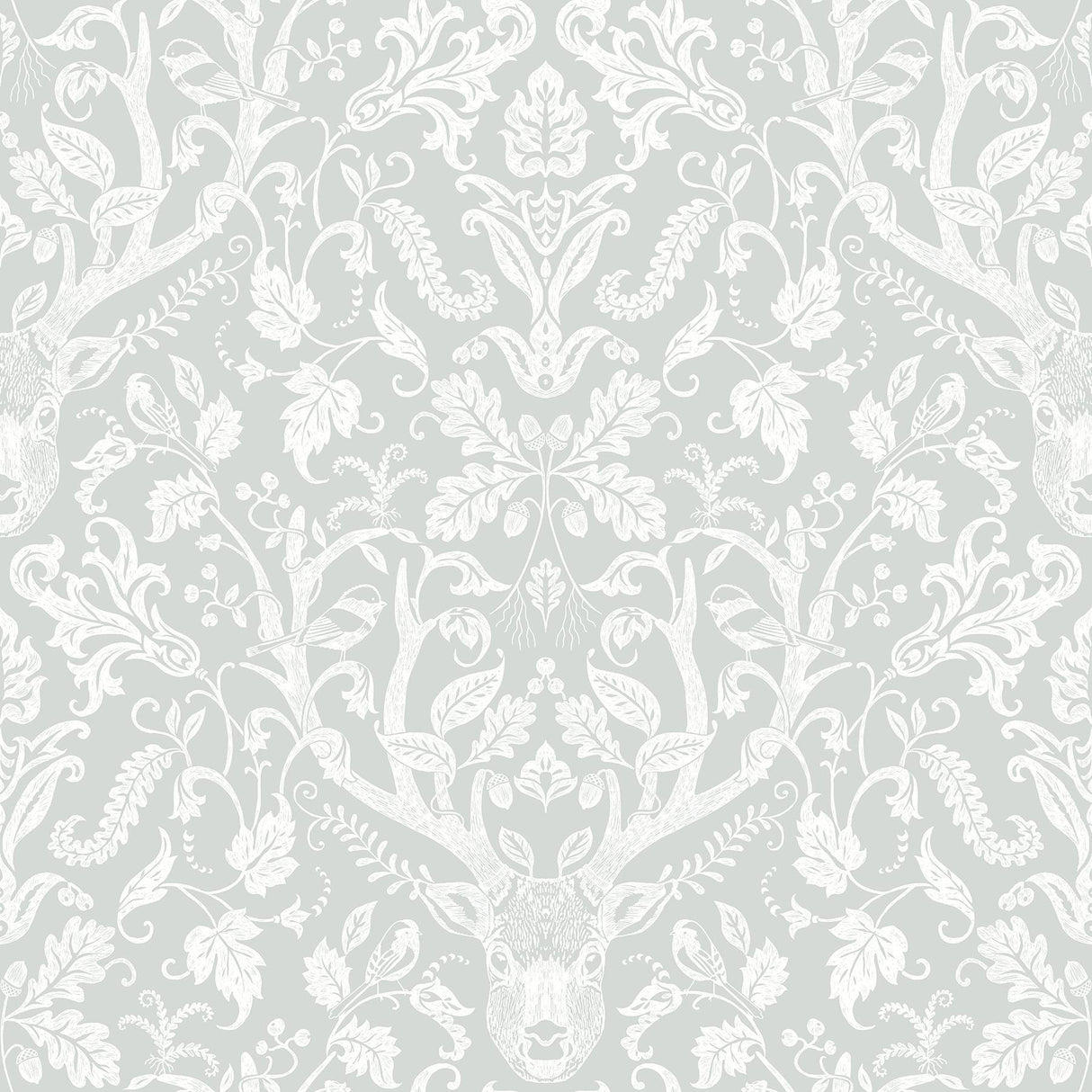 Brewster Home Fashions Kiwassa Grey Antler Damask Wallpaper