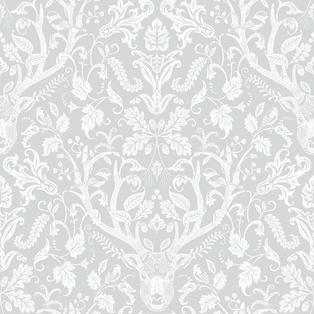 Brewster Home Fashions Kiwassa Grey Antler Damask Wallpaper