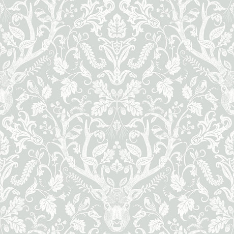 Brewster Home Fashions Kiwassa Antler Damask Grey Wallpaper