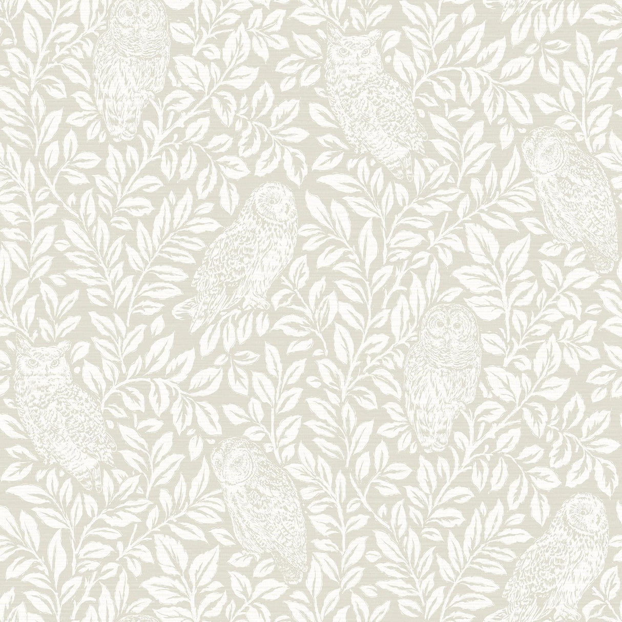 Brewster Home Fashions Parliament Cream Owl Wallpaper