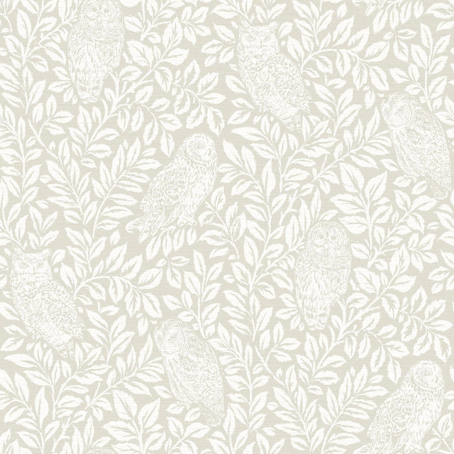 Brewster Home Fashions Parliament Cream Owl Wallpaper