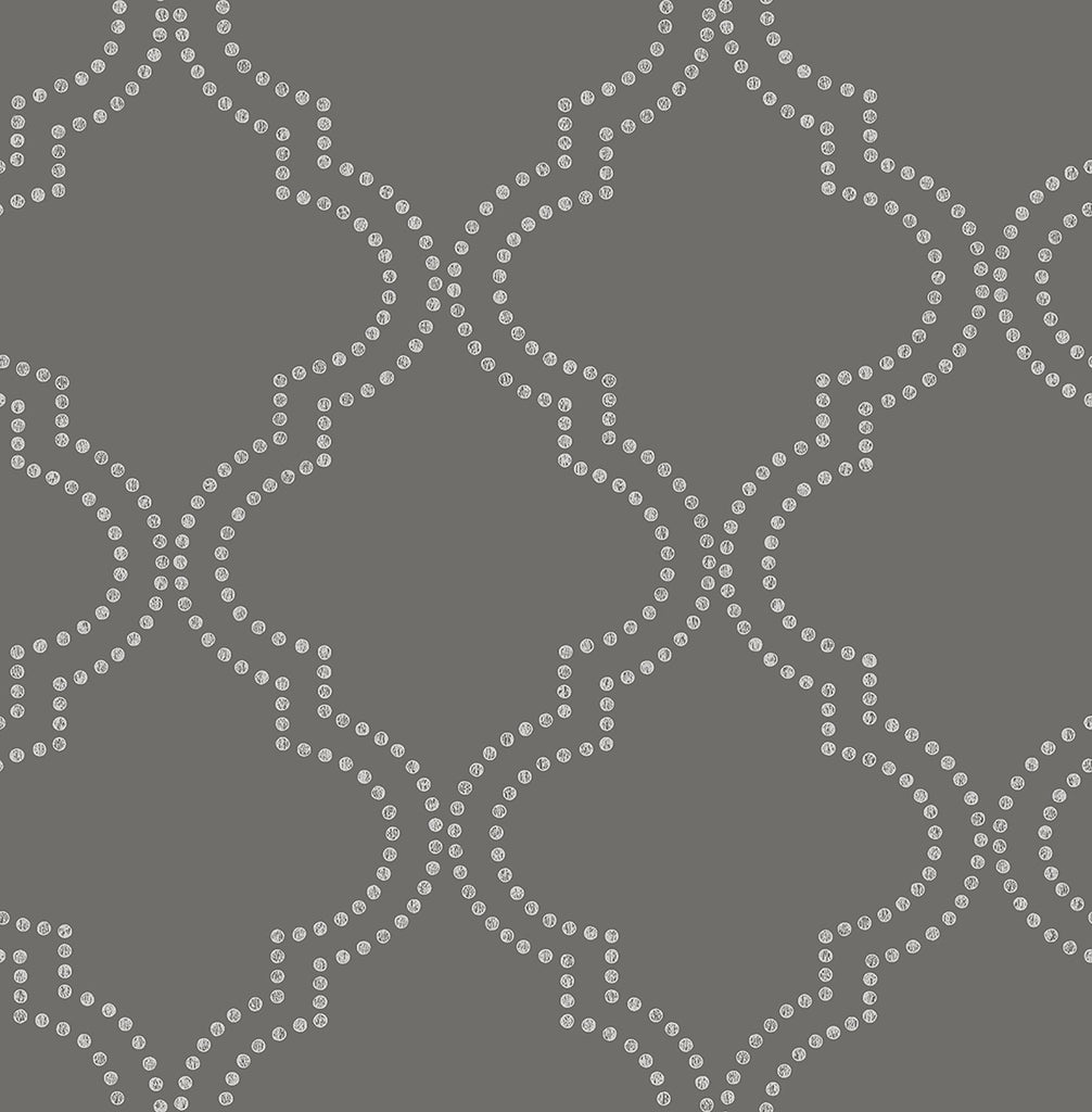 Brewster Home Fashions Tetra Charcoal Quatrefoil Wallpaper