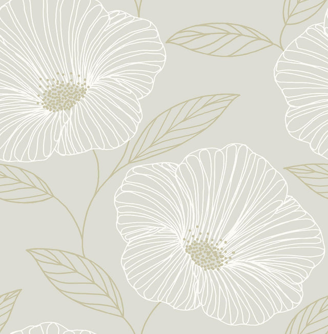 Brewster Home Fashions Mythic Light Grey Floral Wallpaper