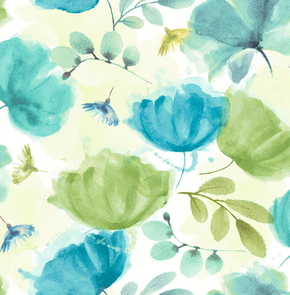 Brewster Home Fashions Zahra Floral Turquoise Wallpaper