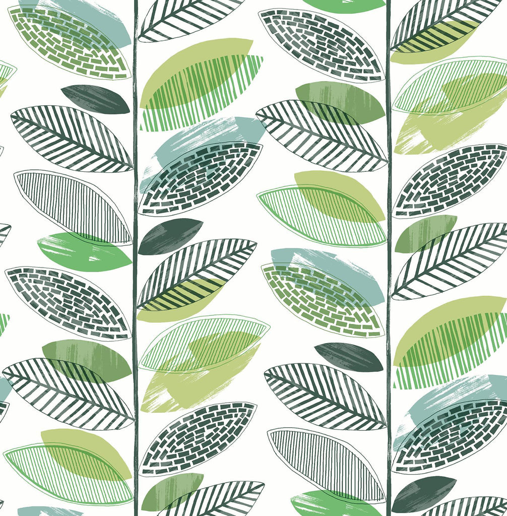 Brewster Home Fashions Nyssa Green Leaves Wallpaper