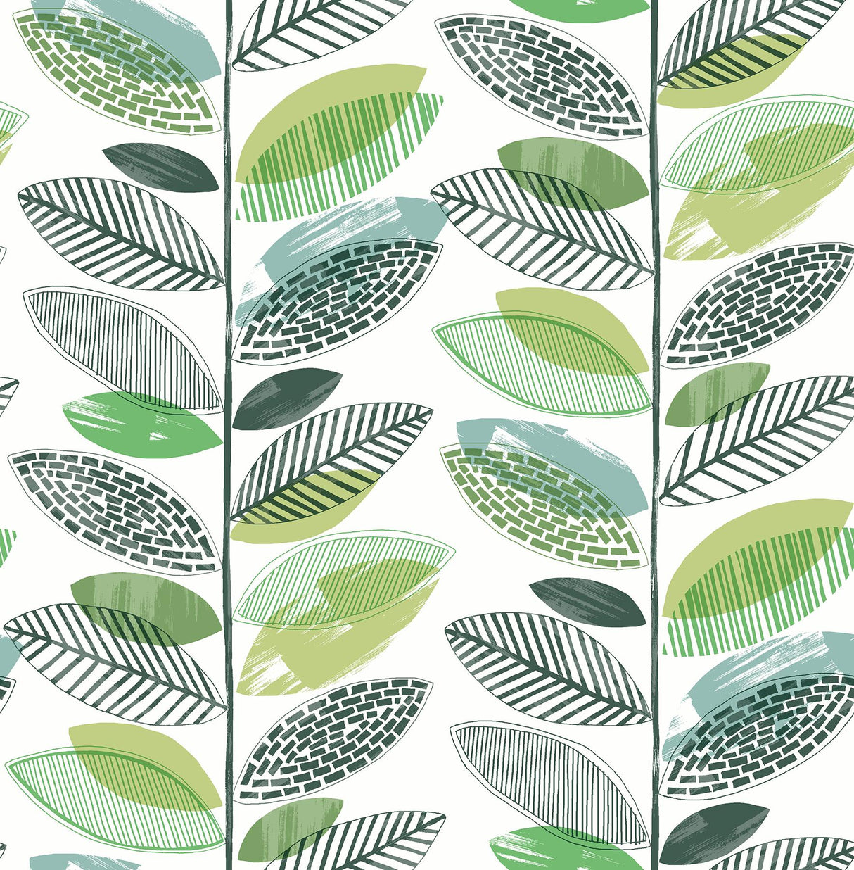 Brewster Home Fashions Nyssa Leaves Green Wallpaper