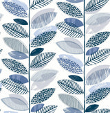 Brewster Home Fashions Nyssa Blue Leaves Wallpaper