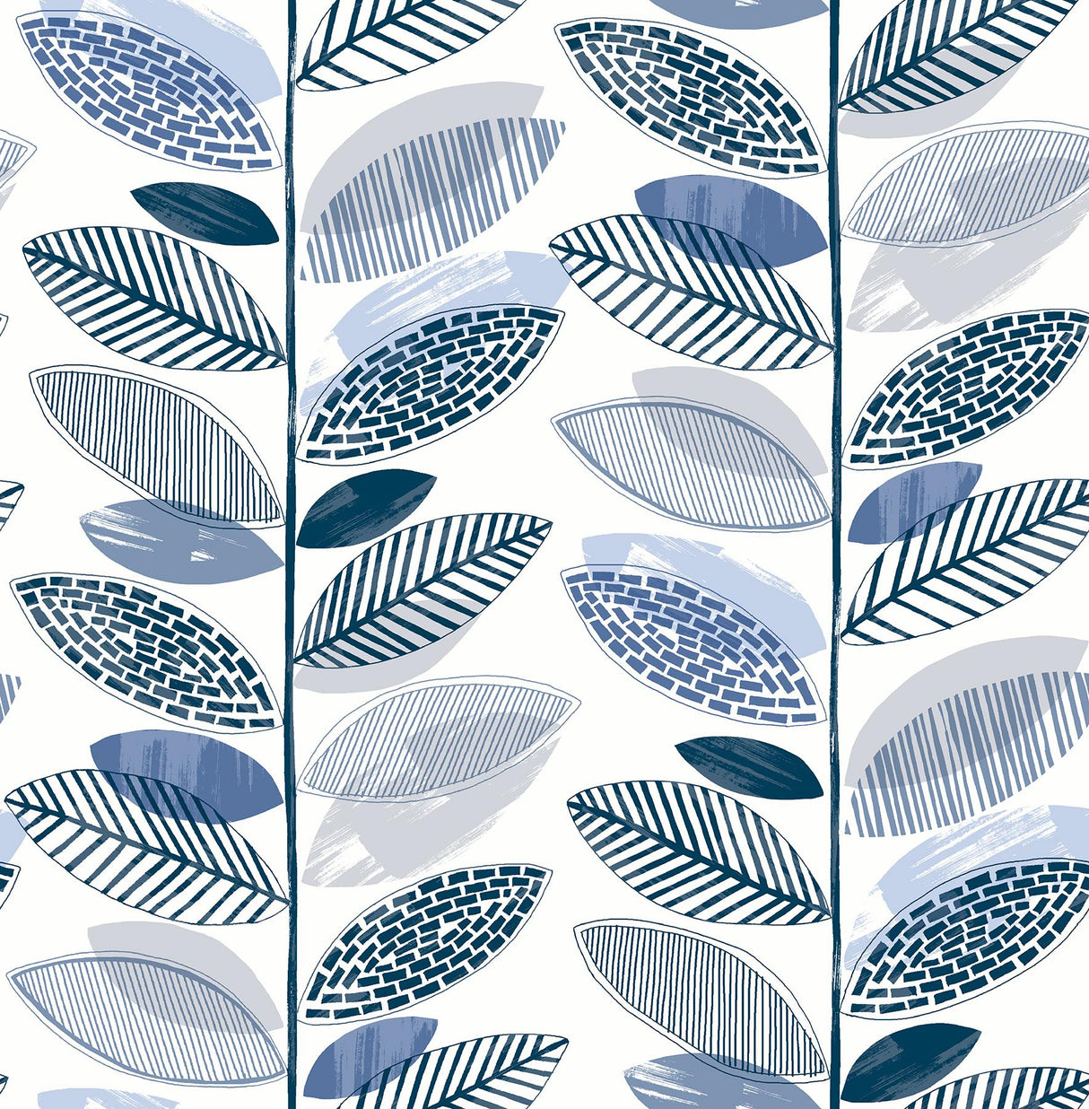 Brewster Home Fashions Nyssa Leaves Blue Wallpaper