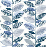 Brewster Home Fashions Nyssa Leaves Blue Wallpaper