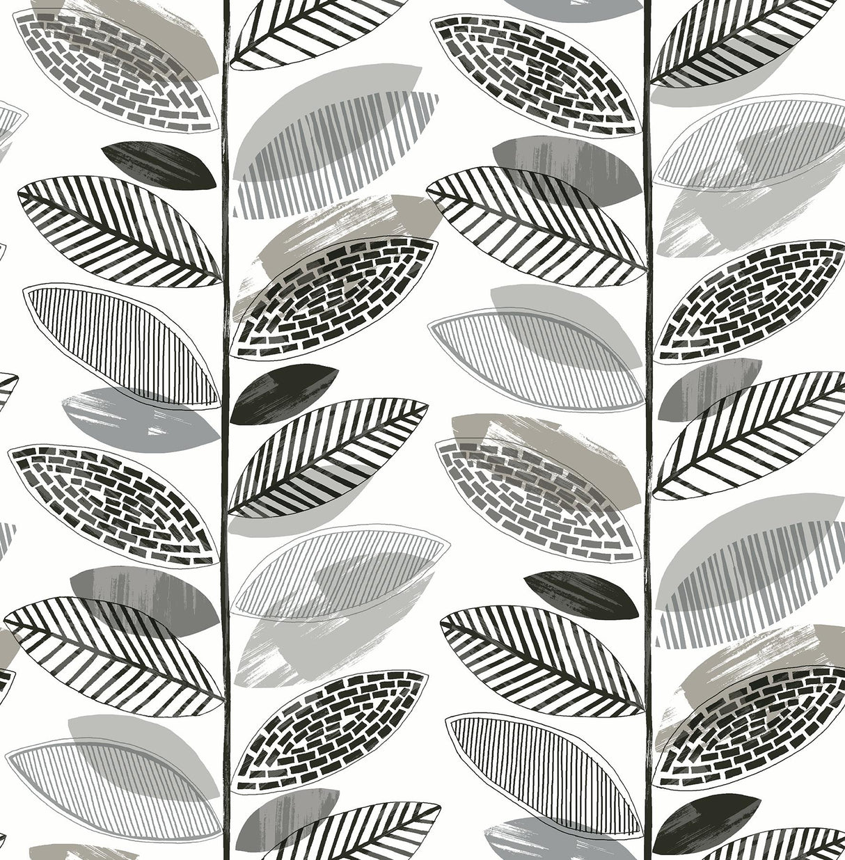 Brewster Home Fashions Nyssa Leaves Grey Wallpaper