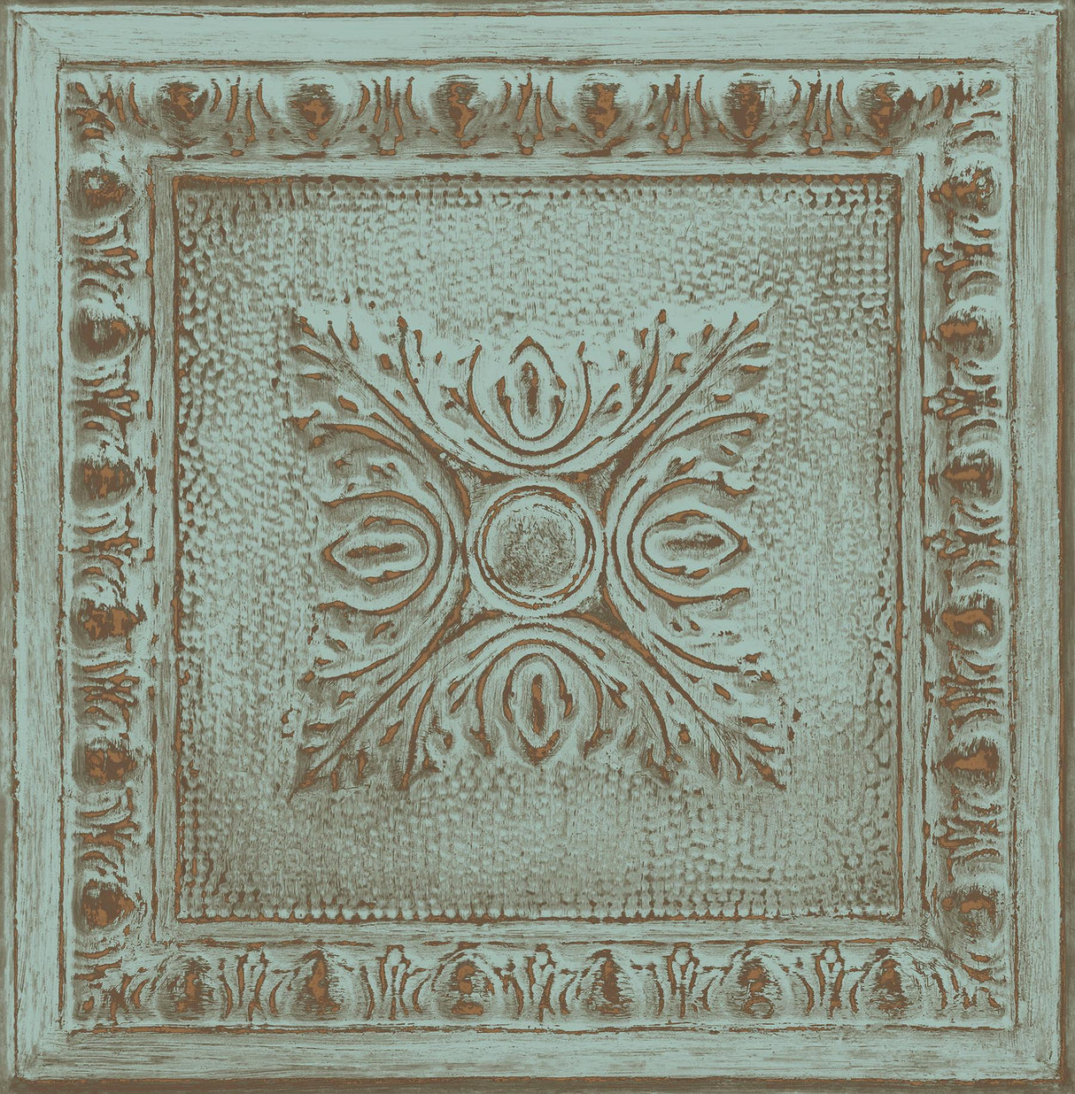 Brewster Home Fashions Hazley Turquoise Ornamental Tin Tile Wallpaper