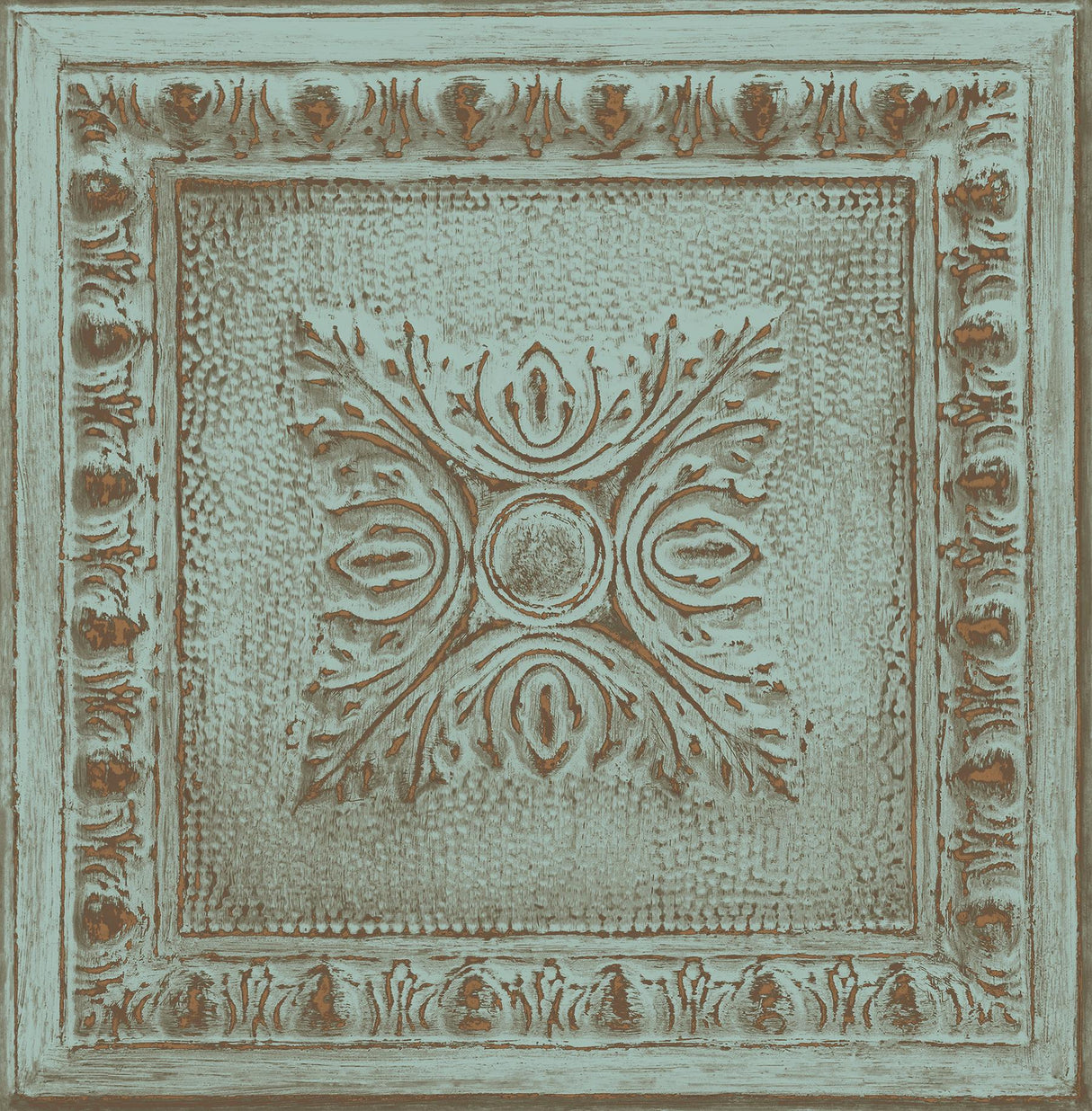 Brewster Home Fashions Hazley Ornamental Tin Tile Turquoise Wallpaper