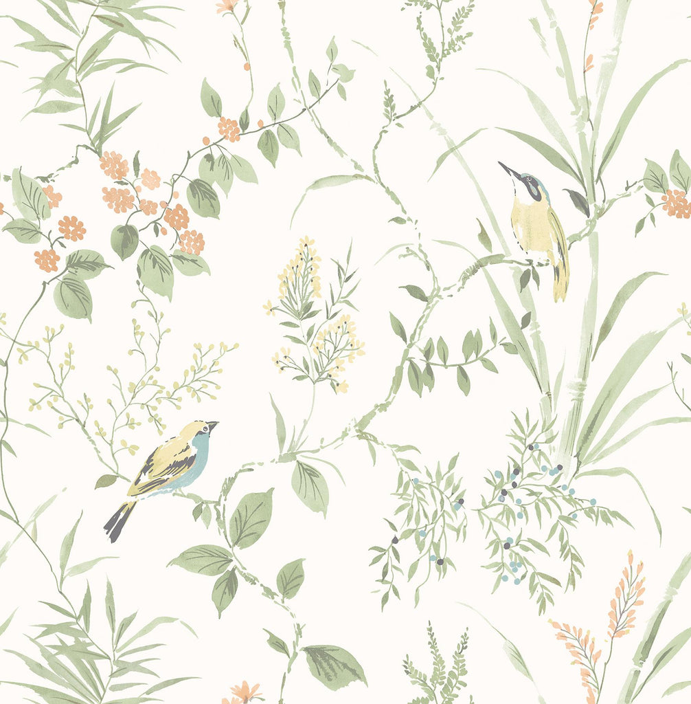 Brewster Home Fashions Imperial Garden Botanical Sage Wallpaper