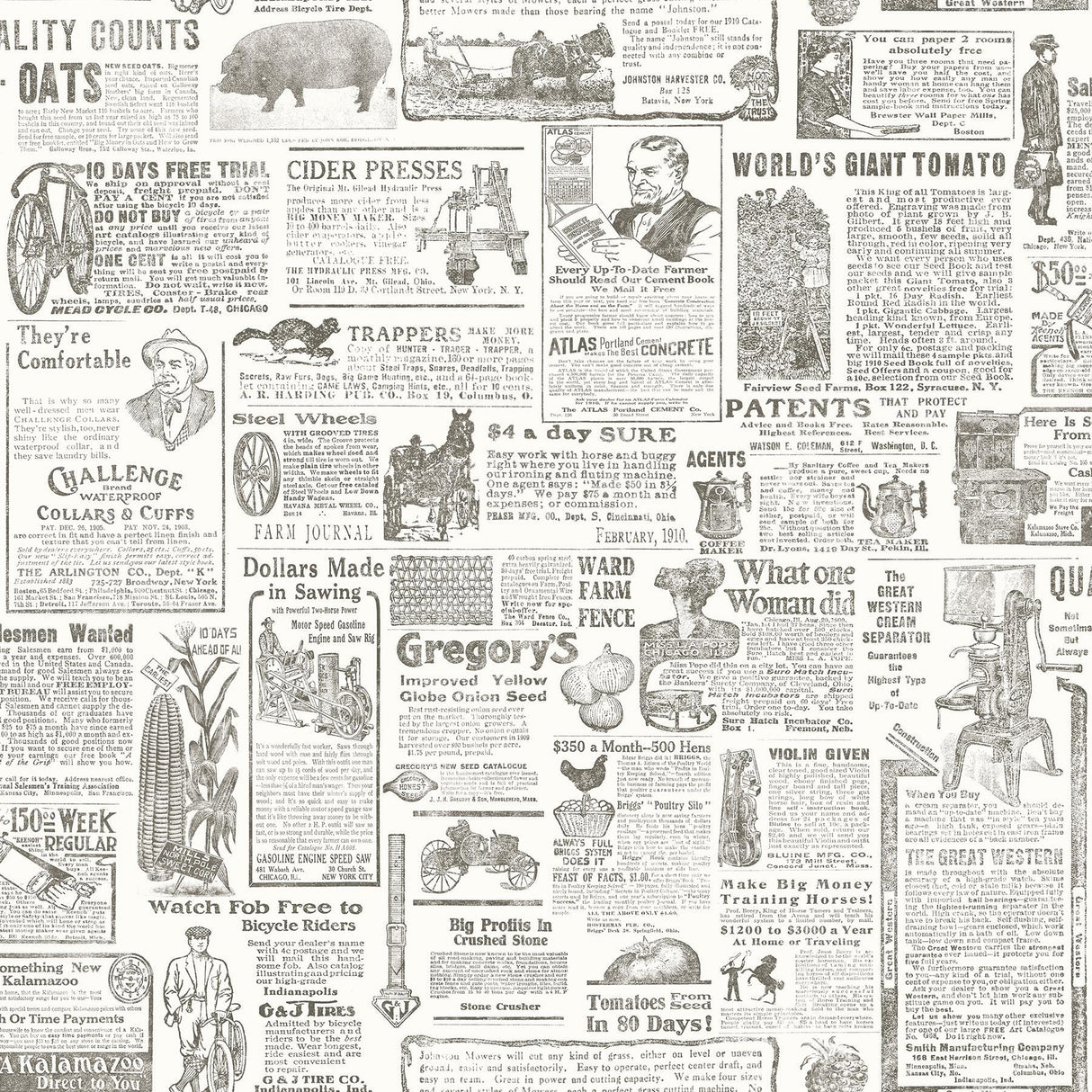 Brewster Home Fashions Underwood Brown Newspaper Wallpaper