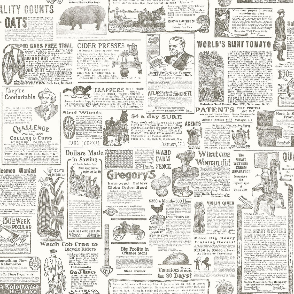 Brewster Home Fashions Underwood Newspaper Brown Wallpaper