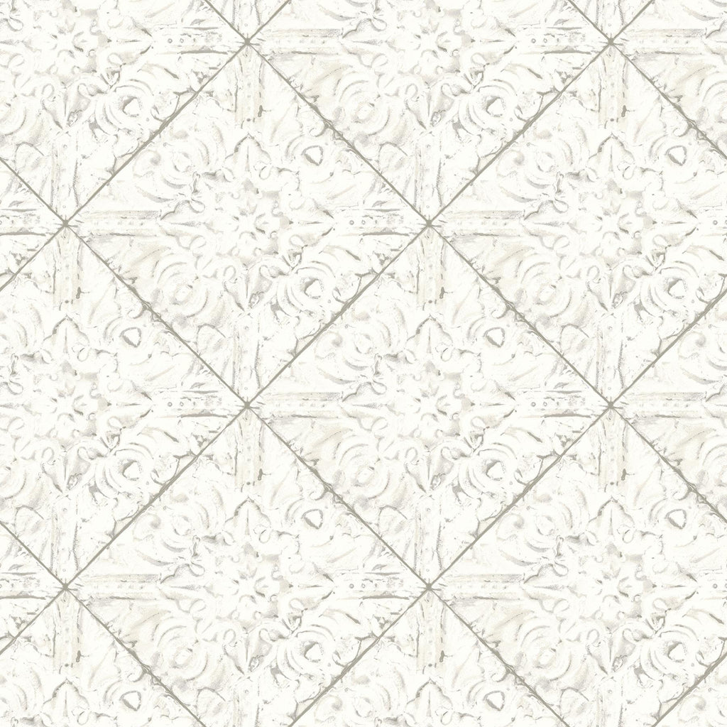 Brewster Home Fashions Brandi White Tin Tile Wallpaper