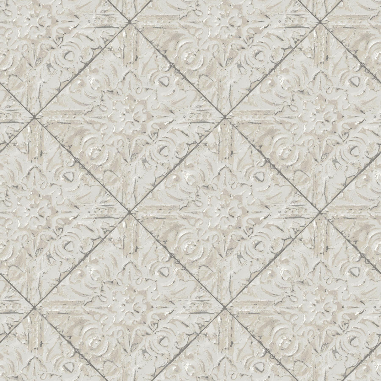 Brewster Home Fashions Brandi Tin Tile Grey Wallpaper