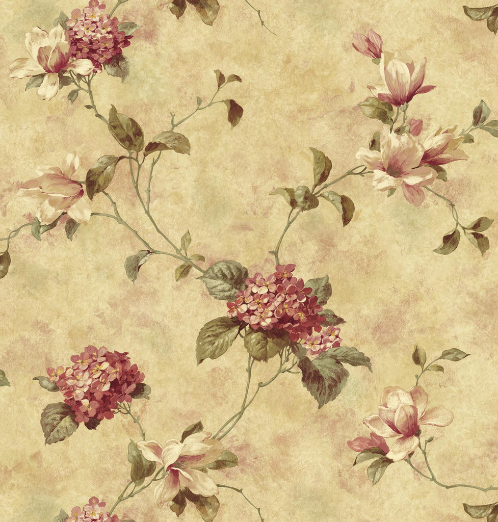 Brewster Home Fashions Magnolia Yellow Hydrangea Trail Wallpaper