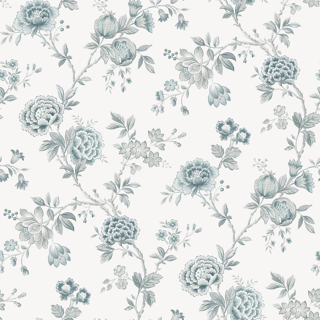 Brewster Home Fashions Chrysanthemum Teal Jacobean Wallpaper