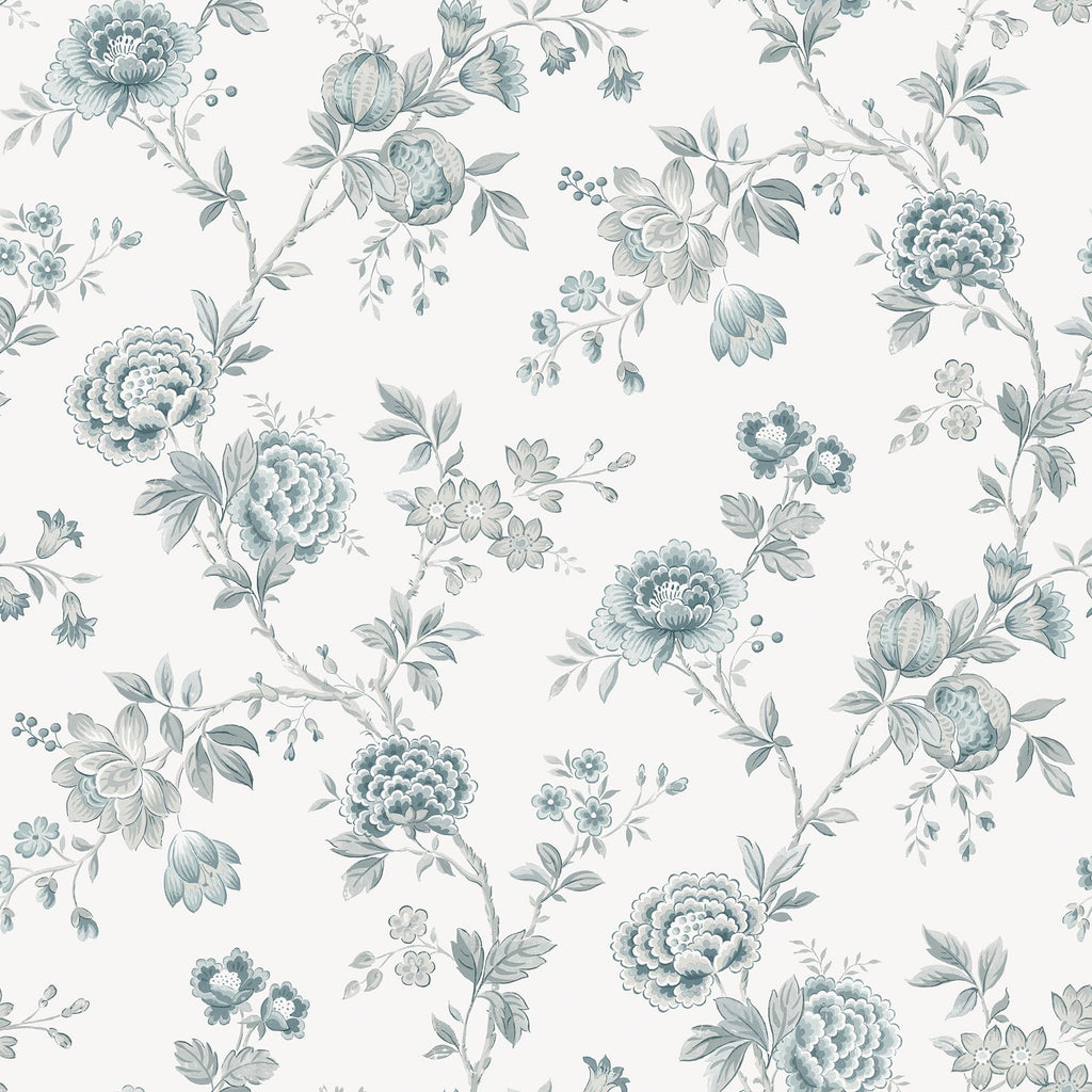 Brewster Home Fashions Chrysanthemum Jacobean Teal Wallpaper