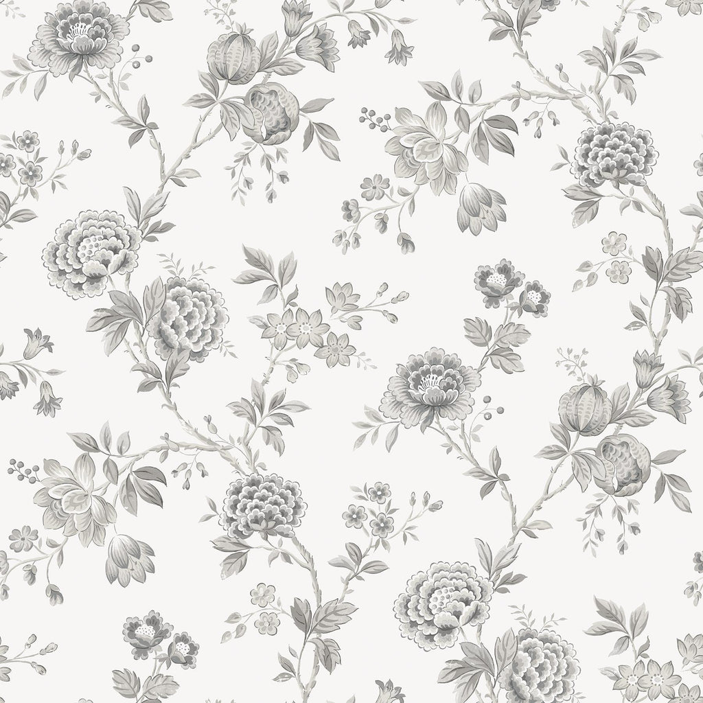 Brewster Home Fashions Chrysanthemum Grey Jacobean Wallpaper