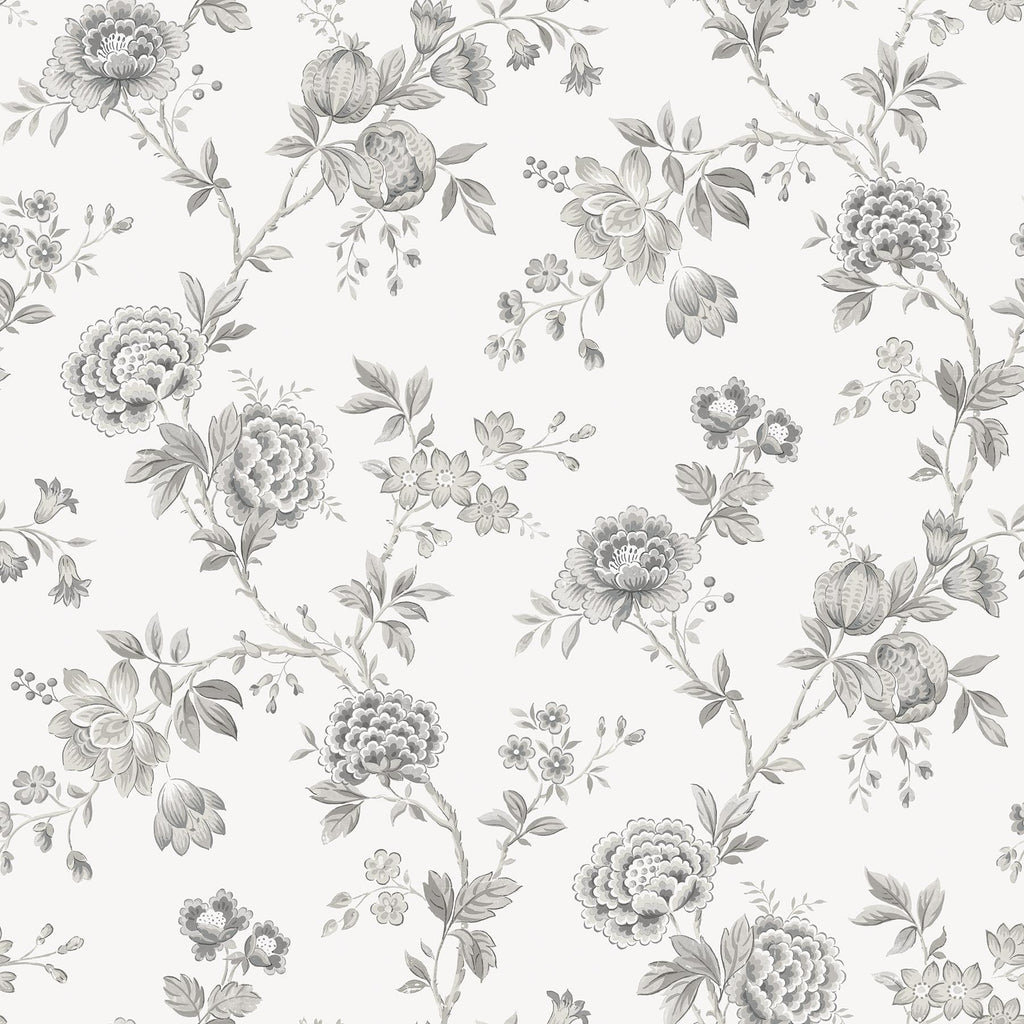 Brewster Home Fashions Chrysanthemum Jacobean Grey Wallpaper