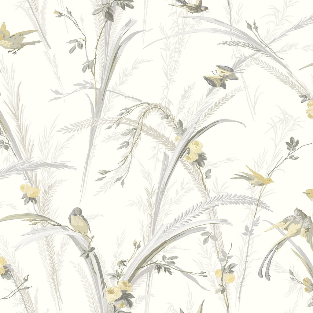 Brewster Home Fashions Meadowlark Botanical Yellow Wallpaper
