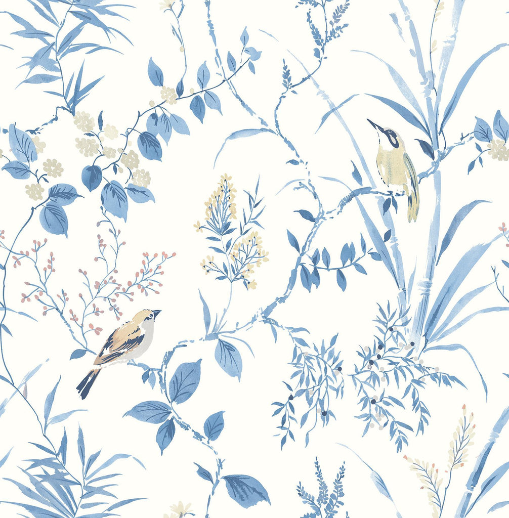 Brewster Home Fashions Imperial Garden Blue Botanical Wallpaper