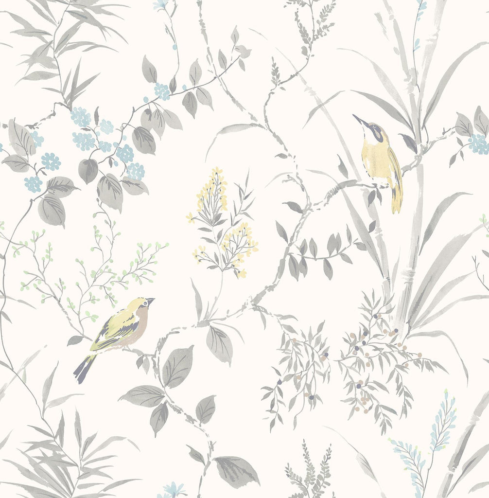 Brewster Home Fashions Imperial Garden Grey Botanical Wallpaper