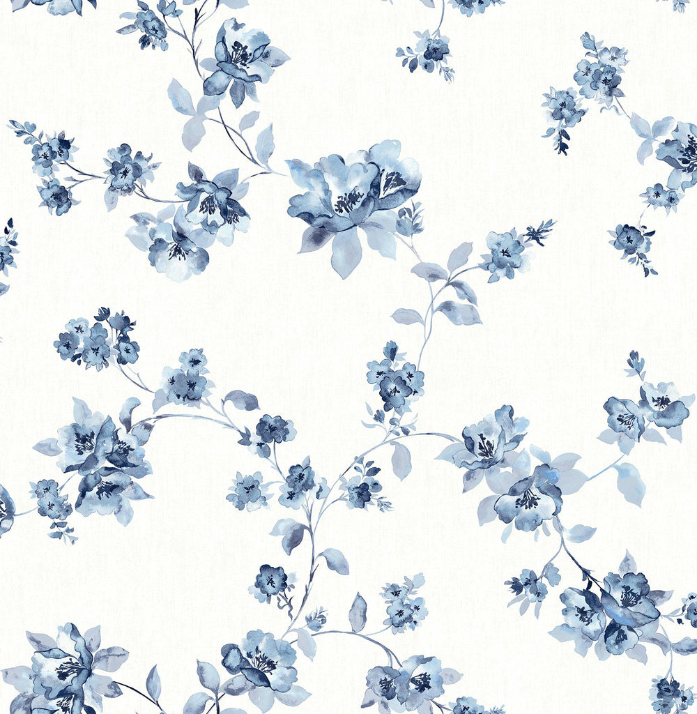 Brewster Home Fashions Cyrus Festive Floral Blueberry Wallpaper