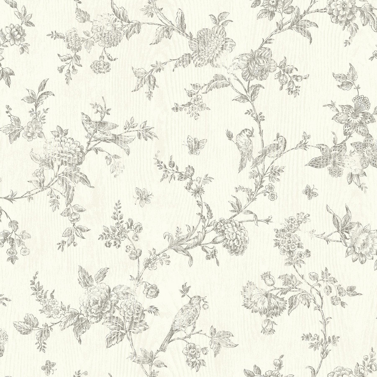 Brewster Home Fashions French Nightingale Taupe Floral Scroll Wallpaper