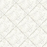 Brewster Home Fashions Brandi Metallic Faux Tile White Wallpaper