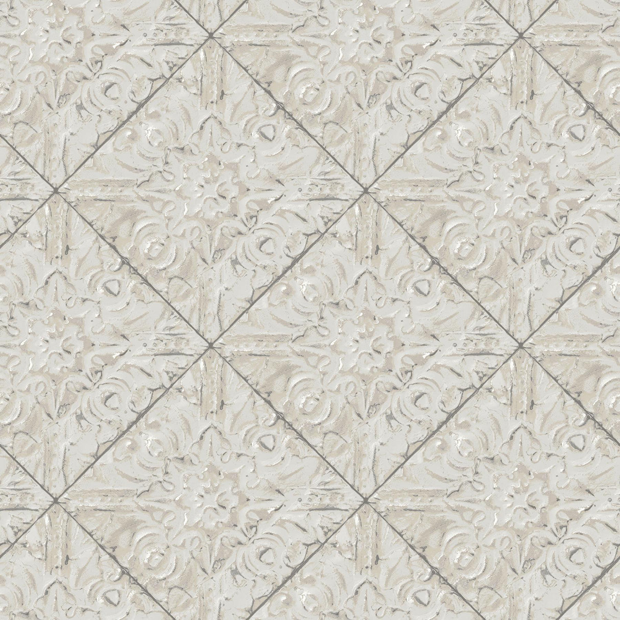 Brewster Home Fashions Brandi Grey Metallic Faux Tile Wallpaper