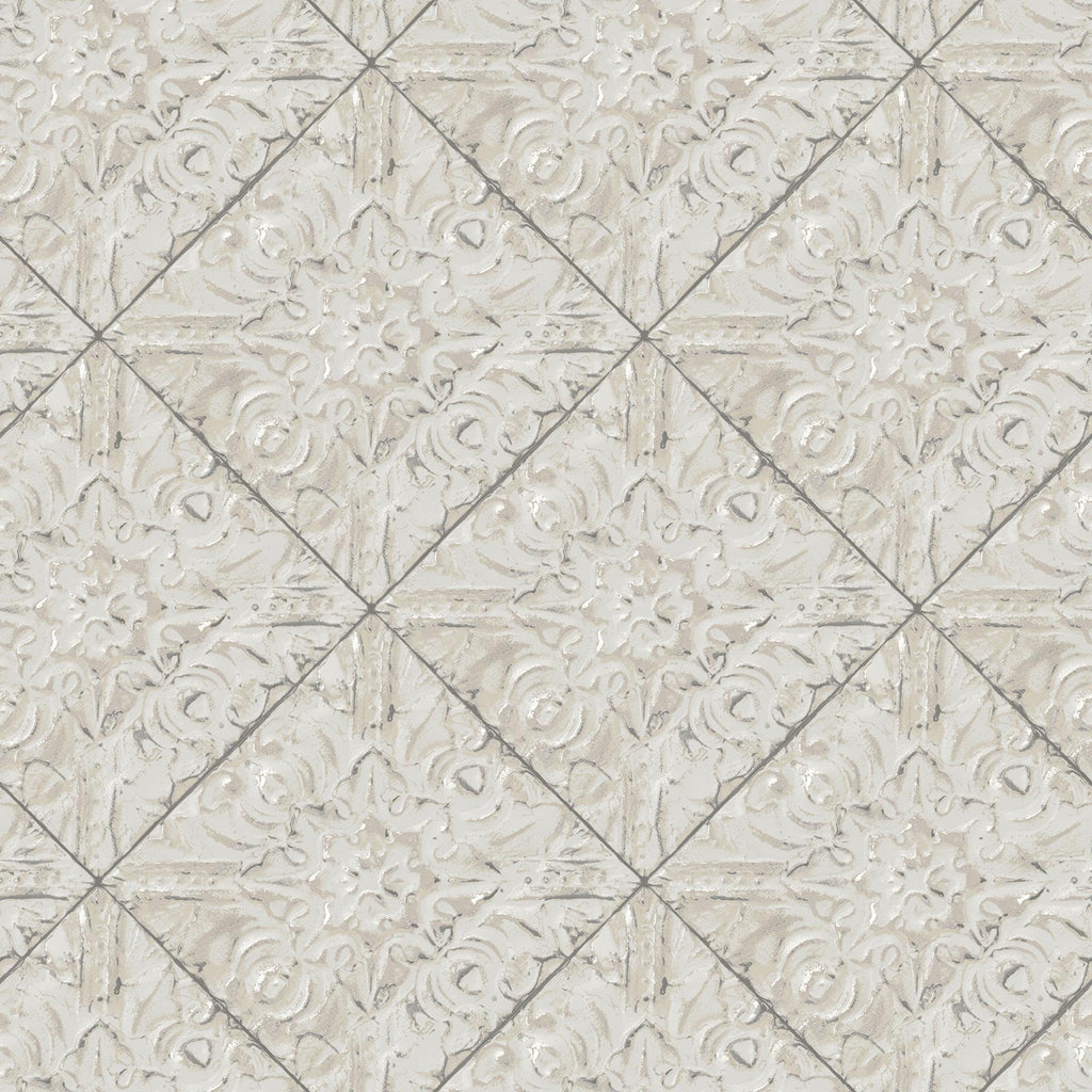 Brewster Home Fashions Brandi Grey Metallic Faux Tile Wallpaper