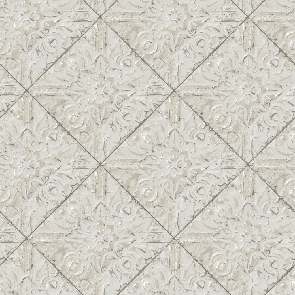 Brewster Home Fashions Brandi Metallic Faux Tile Grey Wallpaper