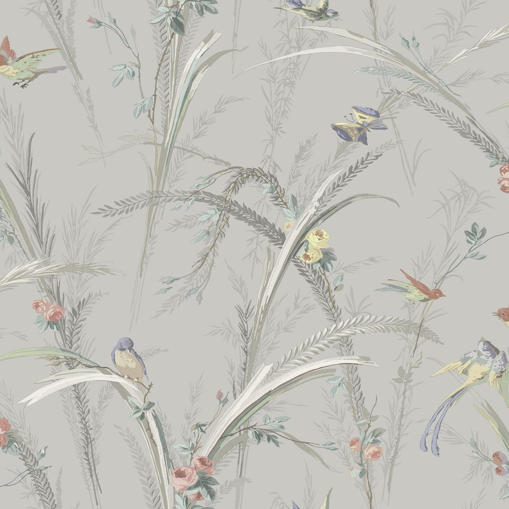 Brewster Home Fashions Meadowlark Grey Botanical Wallpaper