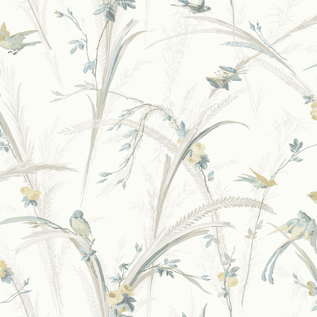 Brewster Home Fashions Meadowlark Light Grey Botanical Wallpaper