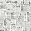 Brewster Home Fashions Underwood Black Vintage Newspaper Wallpaper